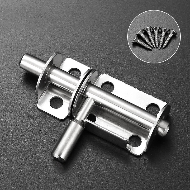 Stainless Steel Door Latch Solid Sliding Bolt Door Latch Lock with Screws Garden Door Bathroom Door Hardware Door Security Lock Qme Silver