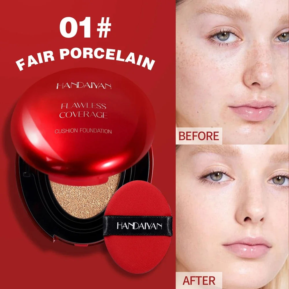  Air Cushion Foundation Light Natural Concealer Red Shell Foundation Natural Brighten Skin Color Long Lasting Makeup Foundation Qme 01