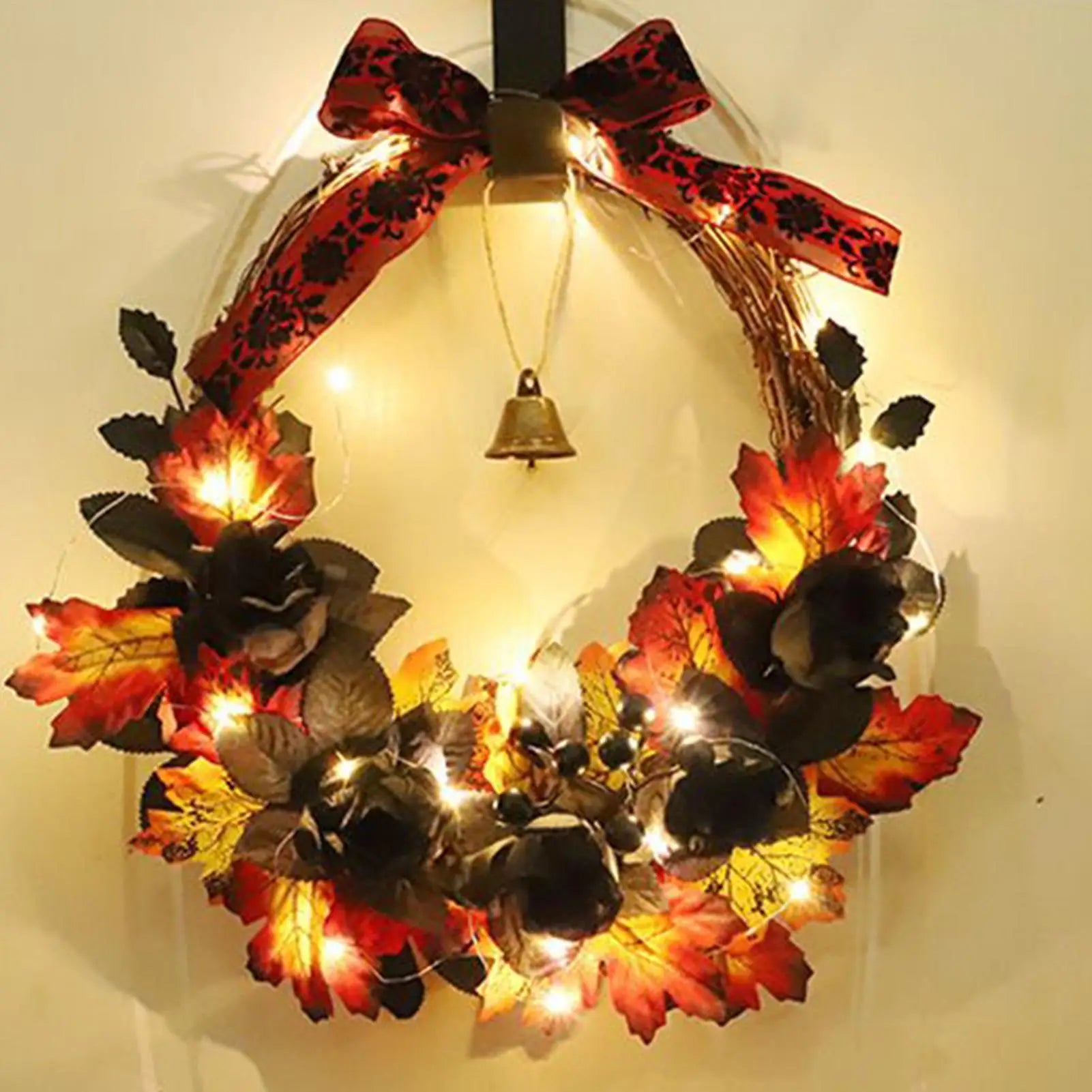 Halloween Wreaths Front Door Festival Window Garland Realistic Maple Qme