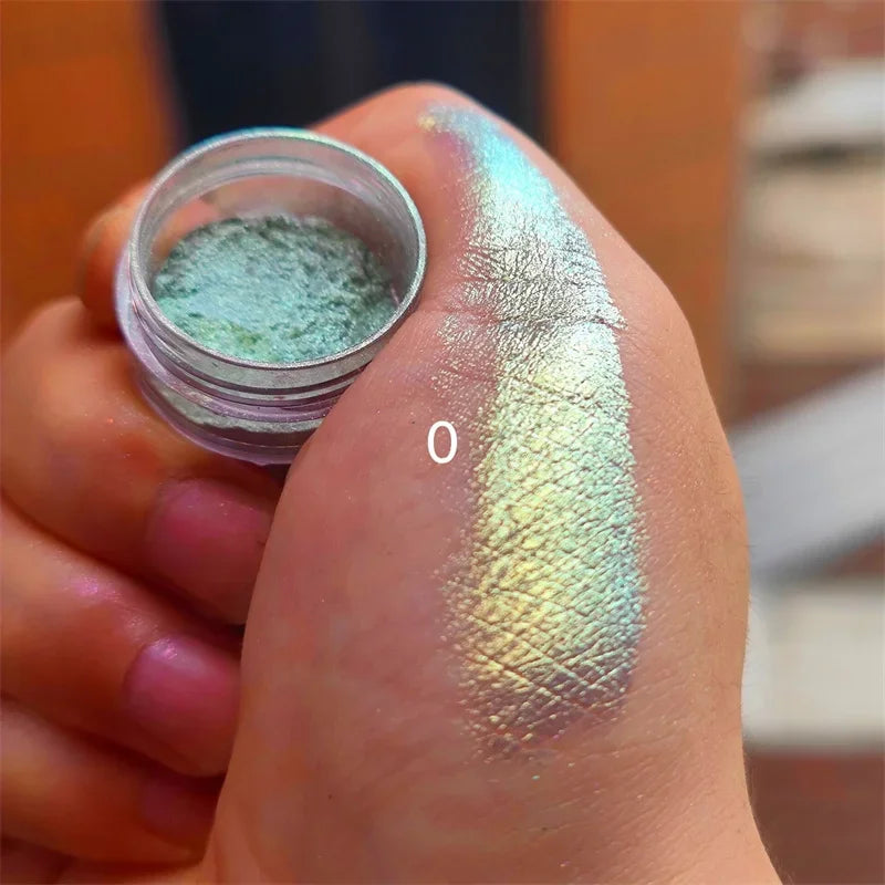 Ultra-Thin Waterproof Color Shift Holographic Eyeshadow Highlighter MultiChrome Shifting Pigments Duochrome Chameleon Eyeshadow Qme 0