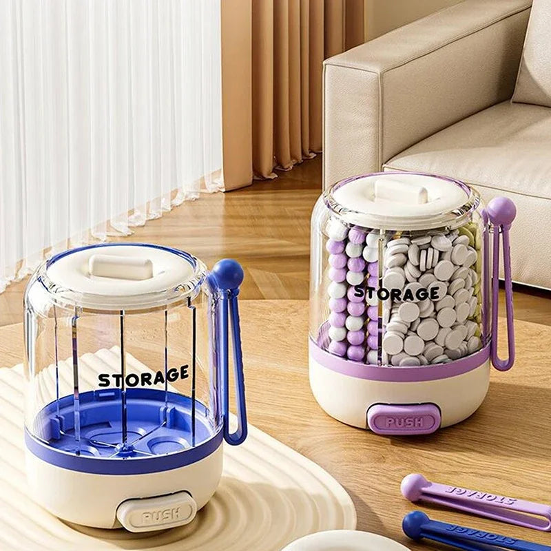 Round Pill Box 4-compartment Case Drug Dispense Mini Portable Daily Qme