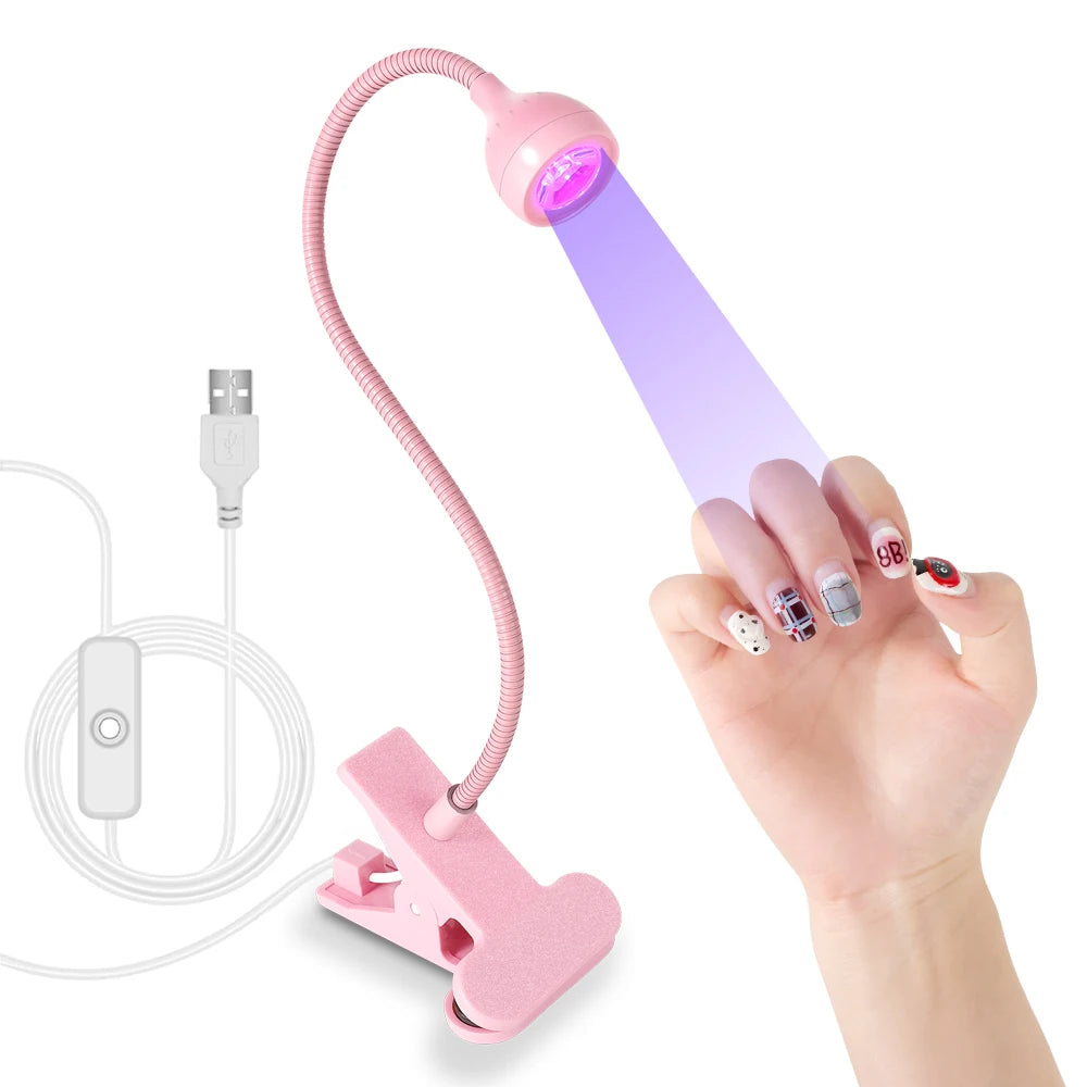 Nail LED UV Lamp Drying Gel Nails Polish Clip-on Flexible Desk Mini Qme