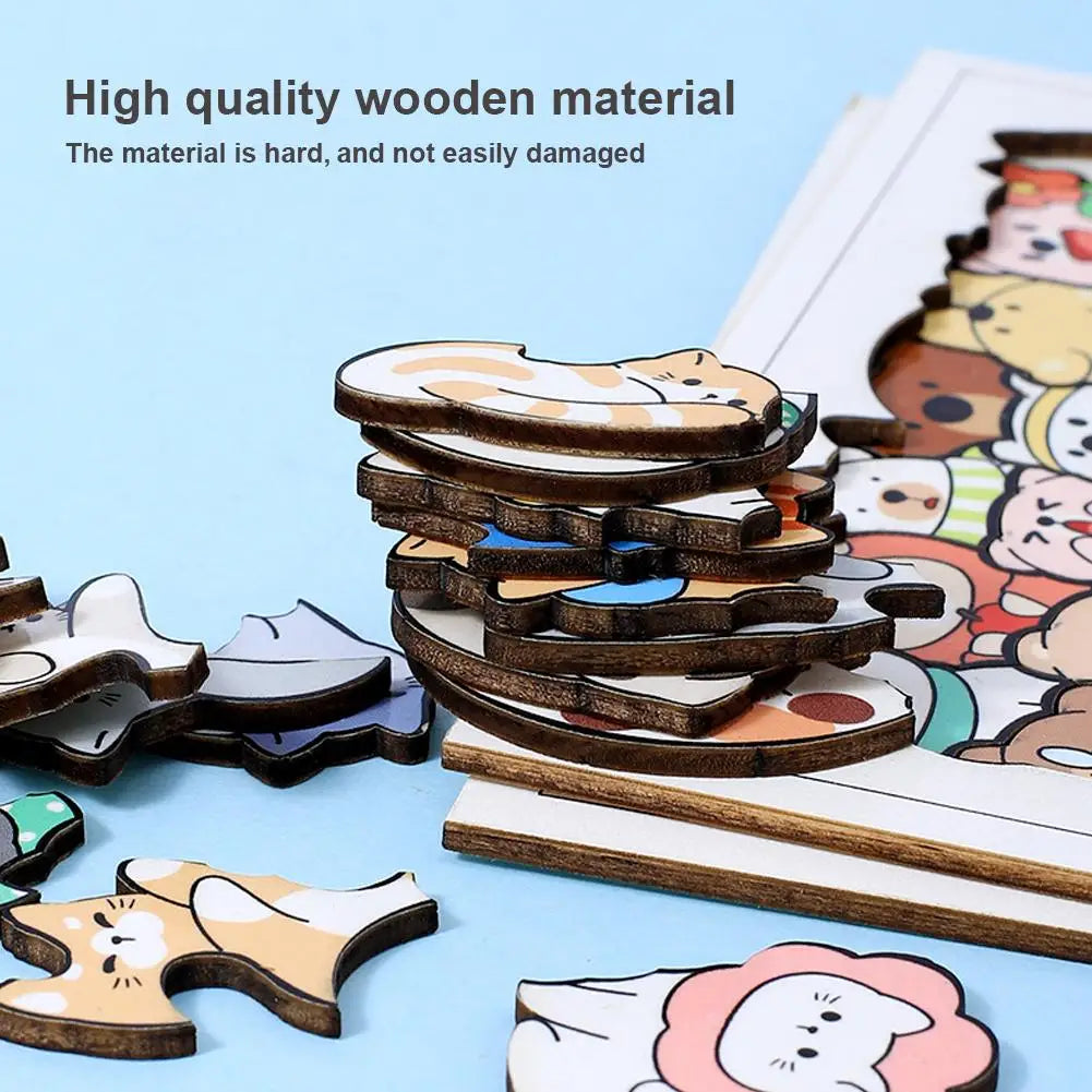 50pcs Wooden Cat Puzzles Animal Wooden Puzzle Stacking Toys Educational Puzzle For Kid Boys Girls Gifts Decoration Painting Qme