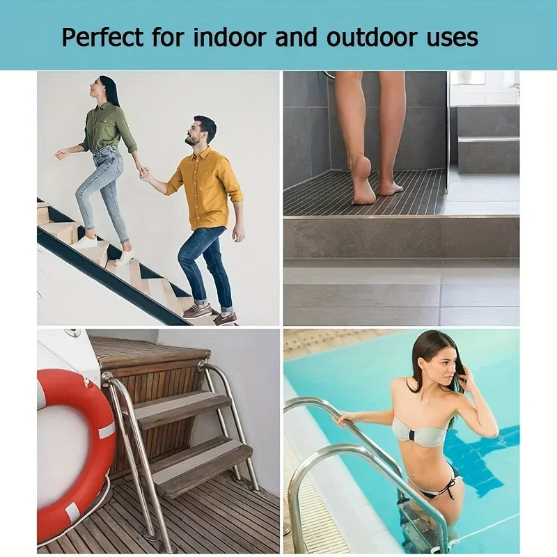 196.85inch Clear Anti-Slip Tape - Waterproof, Soft PEVA Grip for Enhanced Safety on Stairs, Boats, & Showers - Invisible Qme