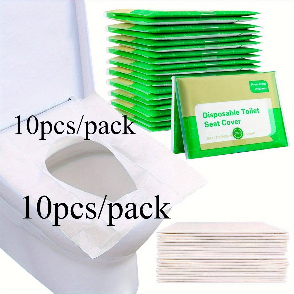 10pcs/pack Disposable Toilet Seat Covers, Soft Non-Woven Fabric, Flushable Bathroom Accessories for Airplane, Road Trips Qme Green