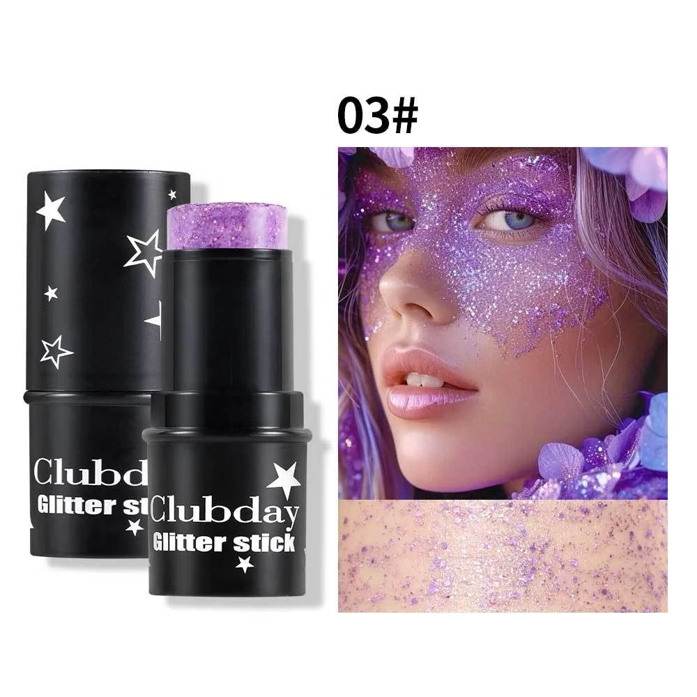 Purple Glitter Sequin Stick Multifunctional Face Lip Hair Body Sequins Eyeshadow Gel Music Festival Stage Makeup Decoration Tool Qme 03