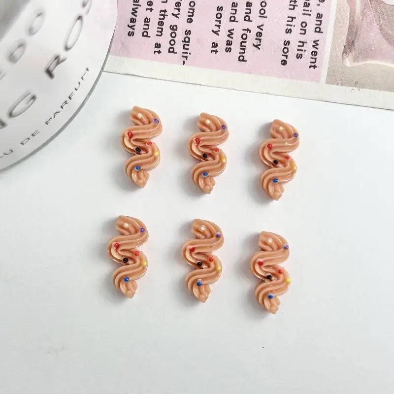 20PCS Cute Cream Strip Nail Art Parts New Mixed Colors Luminous Resin Nail Charms Ice Cream Nails Decoratioon 3D Accessories DIY Qme Orange