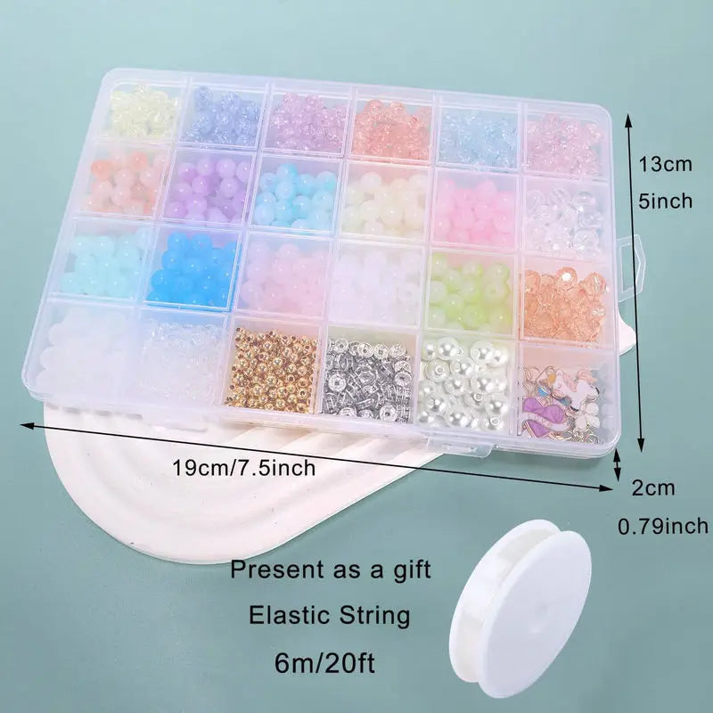 DIY Jewelry Making Kit with Glass and Acrylic Beads Cute & Lovely Bracelet and Necklace Crafts Birthday Craft Gift for Girls Qme