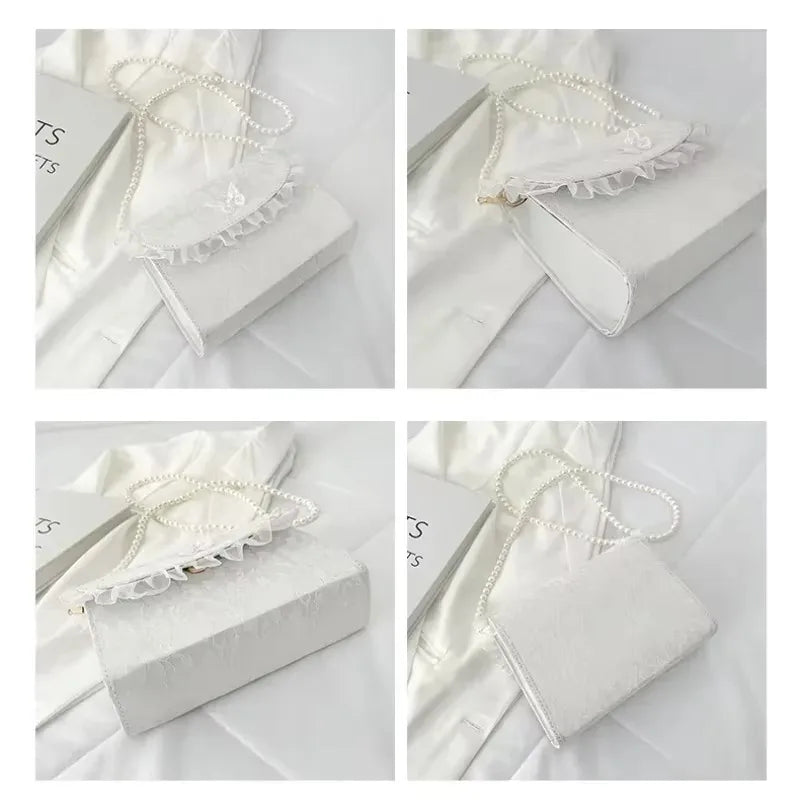 Women's Pearl Chain Shoulder Bag Elegant Small Handbag Fashion Qme
