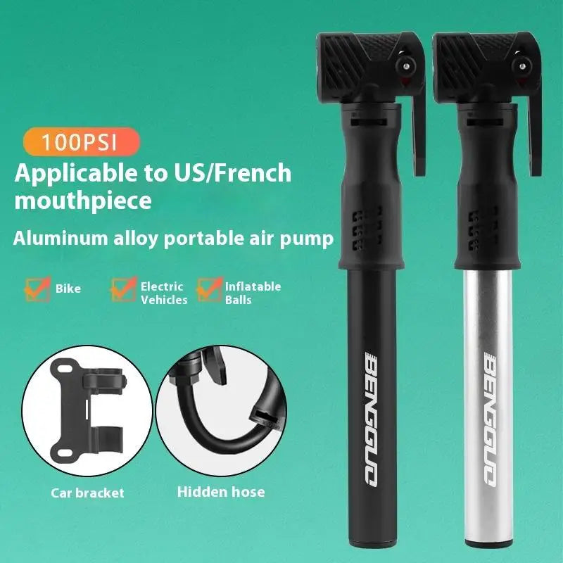 Bicycle Pump Mini Portable Hand Tire Tube Inflator Aluminum Alloy Qme