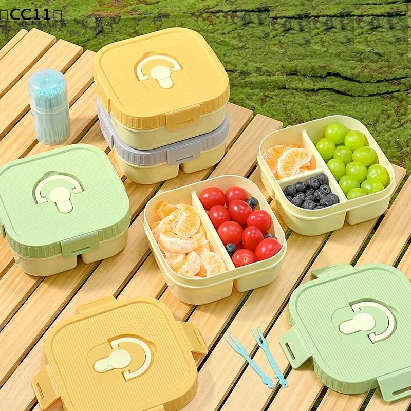 Portable Plastic Lunch Box Compartment Microwave Safe Fruit Salad Qme