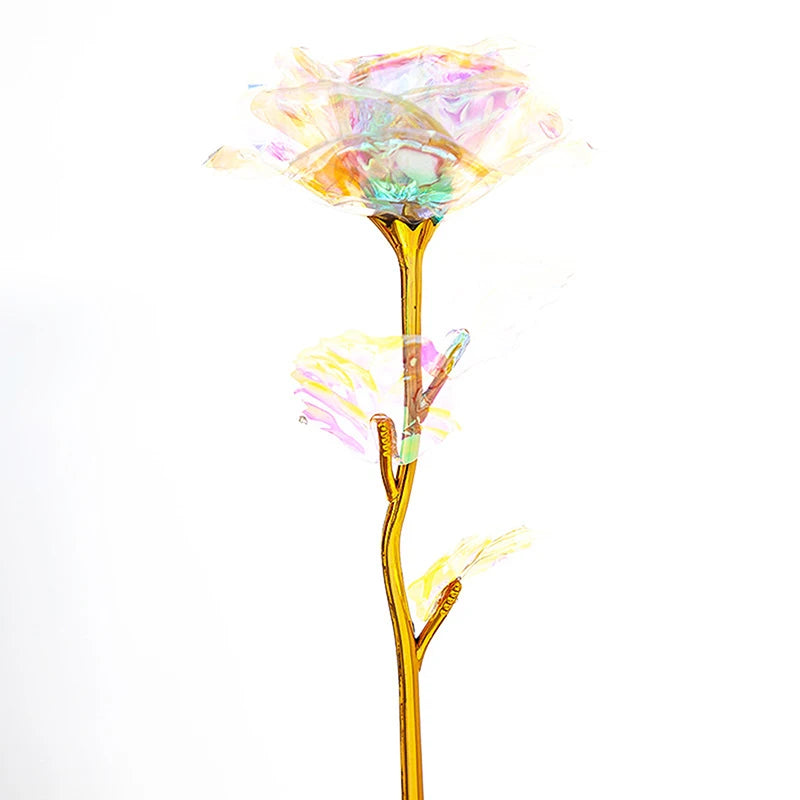 24k Gilded Rose Gold Crystal Artificial Flower Christmas Wedding Qme