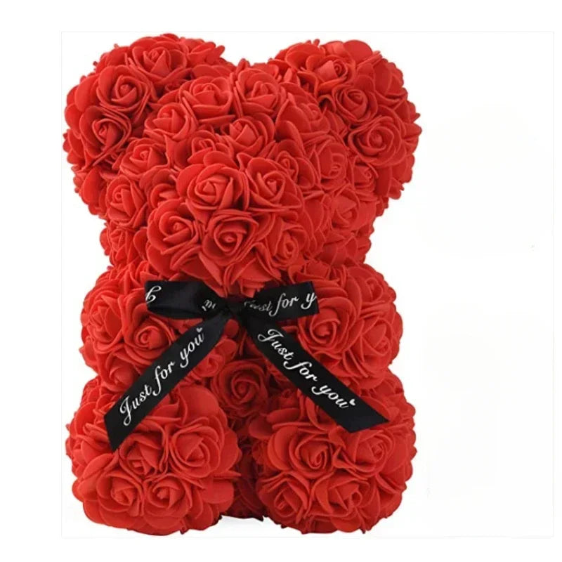 Artificial Flower Eternal Rose Teddy Bear Mom Mother's Day Birthday Qme Red
