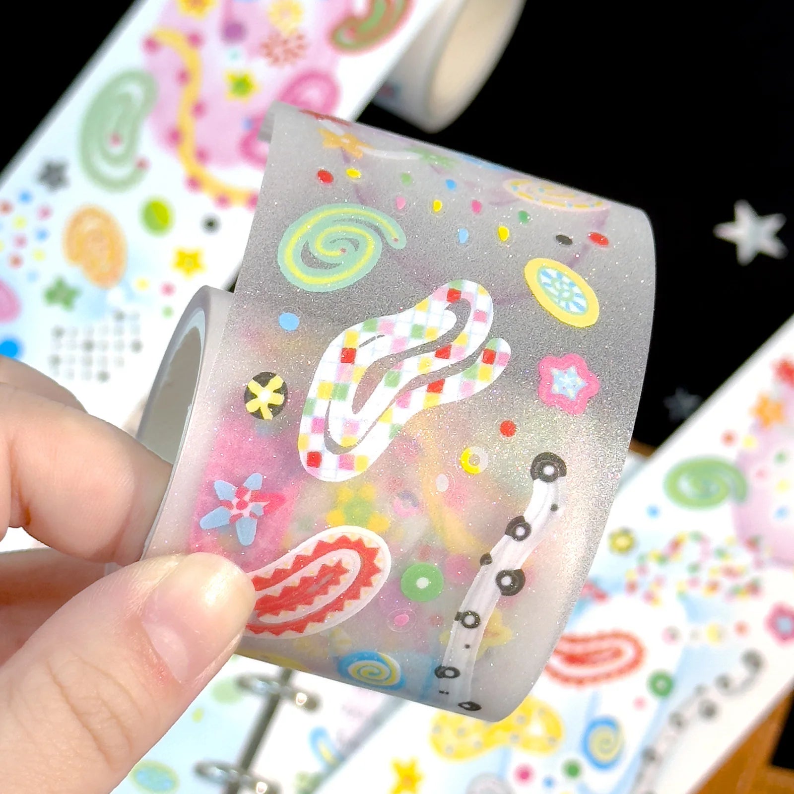 Cute Y2K Star pattern Washi Tape Kawaii Decorative Adhesive Tapes DIY Scrapbooking Stickers Hand Made Masking Tape Stationery Qme