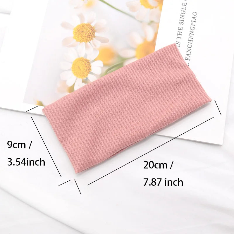 Women Solid Hairband Wide Hair Bands Elastic Headband Makeup Hoop Qme