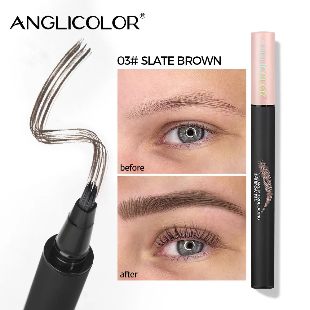 4-Sided Angle Brush Tip Wild Eyebrow Painting Liquid Ash Tea Brown 3D Dye Dip Eyebrow Enhancers Tinted Hairline Modification Qme 03
