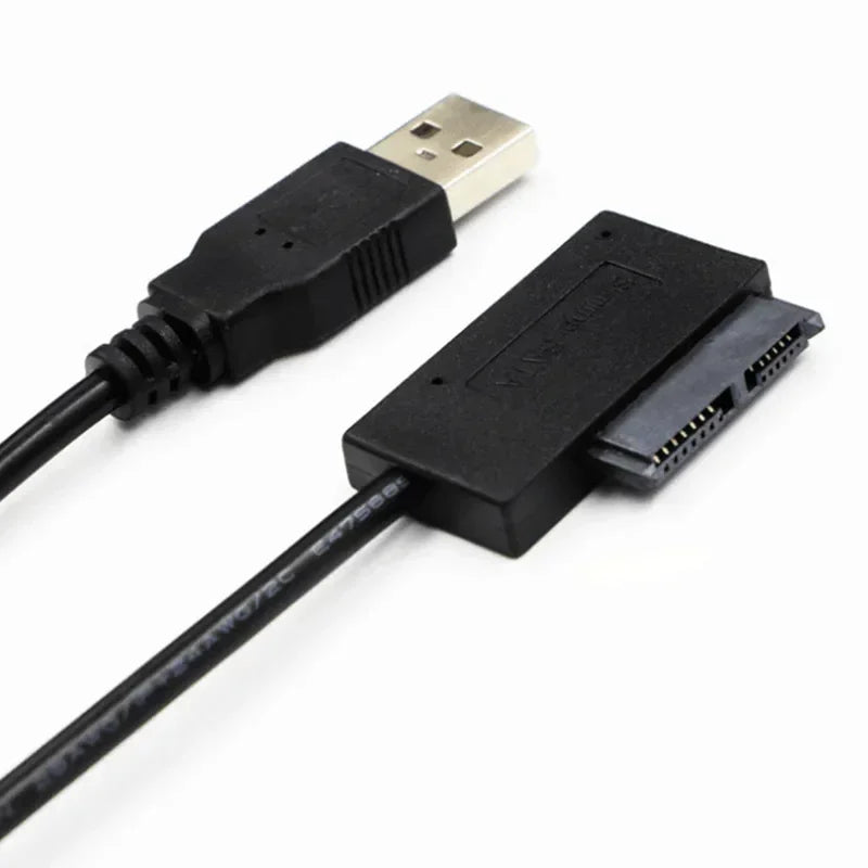 2pcs USB 2.0 To Mini Sata II 7+6 13Pin Adapter, Slimline Drive HDD CADDY, Converter Cable for Laptop CD/DVD ROM, Steady Style Qme