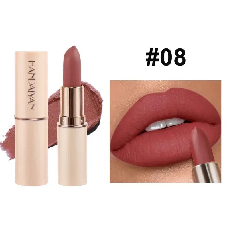 Deep Red Matte Lipstick 8 Colors Waterproof Non-stick Cup Lip Balm Makeup Dark Red Lipsticks Velvet Easy To Color Lips Cosmetics Qme 08