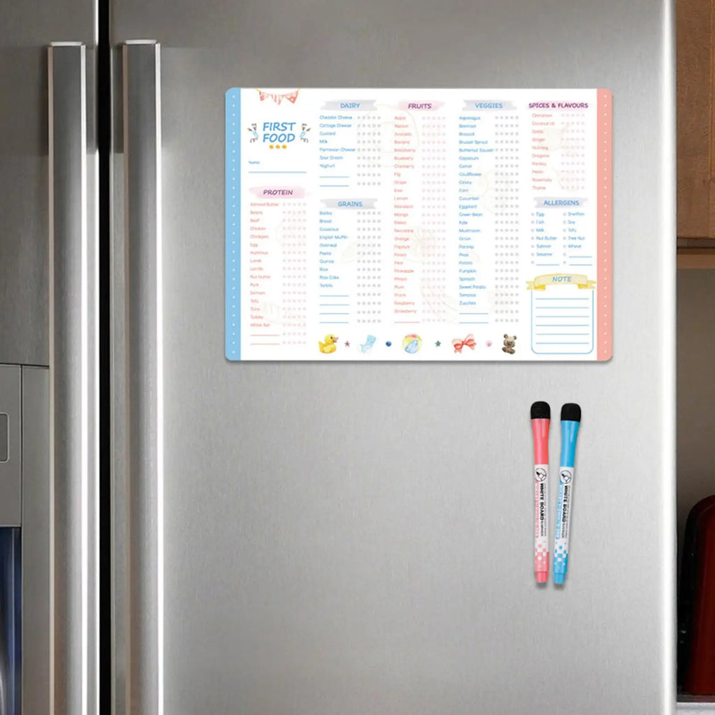 First Foods Chart Magnetic Baby Checklist Multifunctional Food Qme