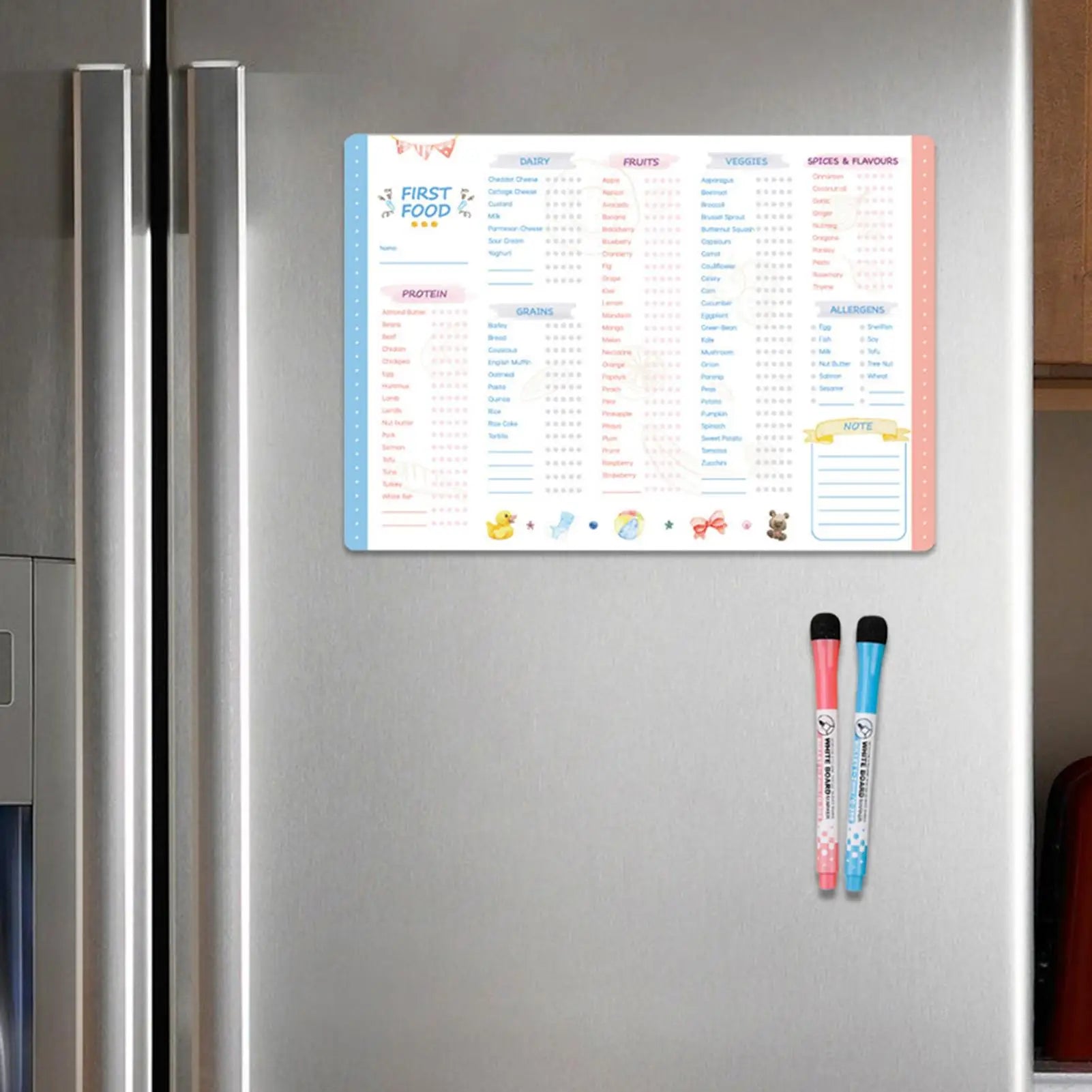 First Foods Chart Magnetic Baby Checklist Multifunctional Food Qme