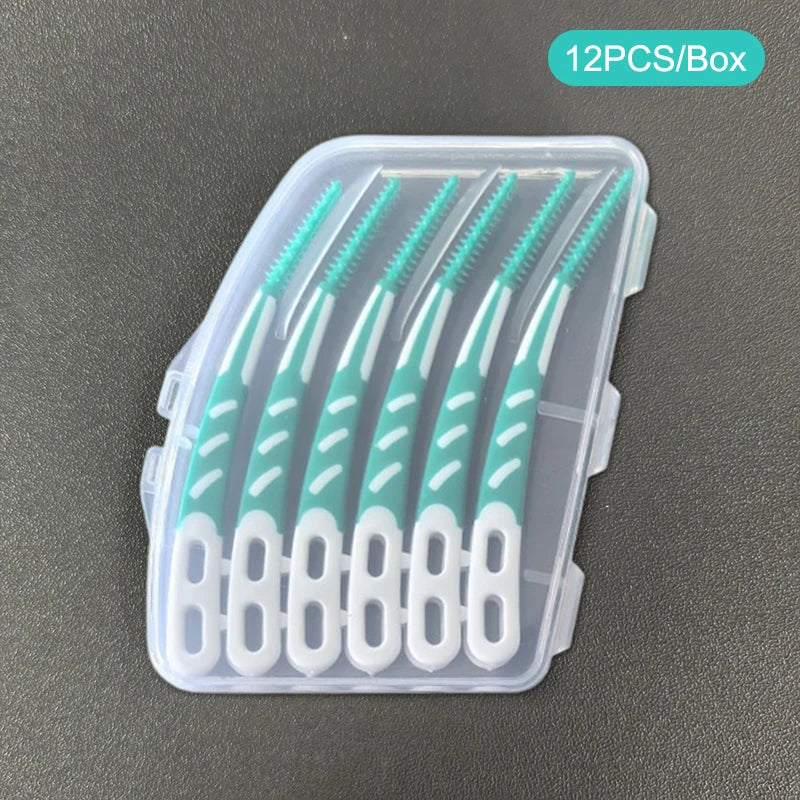 1 5 Box Interdental Silicone Brushes Teeth Stick Toothpicks Dental Qme Green