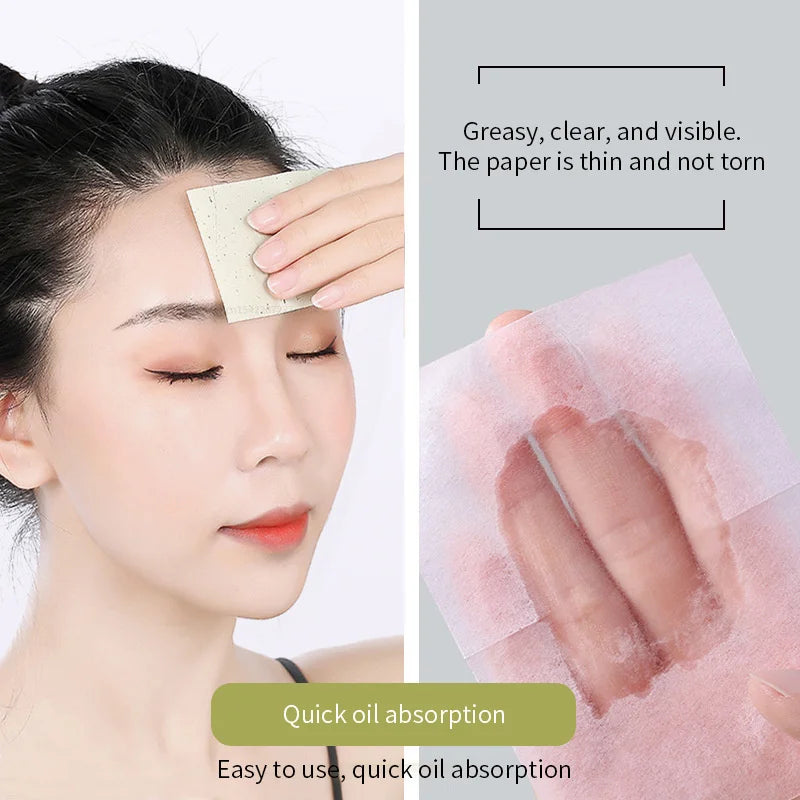 100 Protable Face Oil Blotting Paper Matting Wipes Facial Cleanser Qme