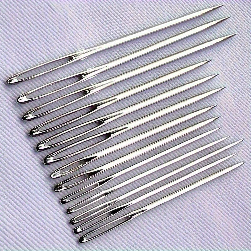 Large Eye Hand Sewing Needles Set - Silvery, Ideal for Cross Stitch, Faux Leather & Ribbon Embroidery, Thick Wool Threads Qme