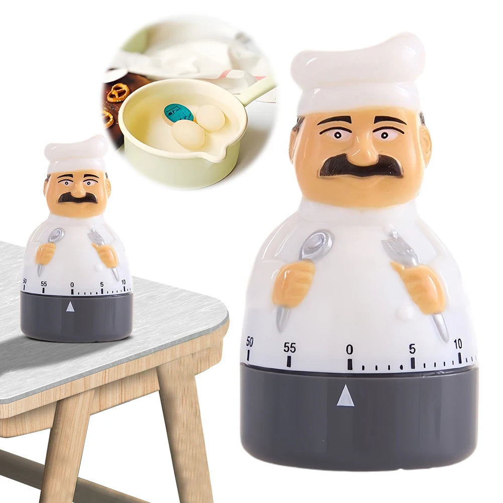 Cartoon Chef Shaped Kitchen Timer Cartoon Timing Accessory Kitchen Cooking Baking Time Reminder for Cooking Baking Frying Qme