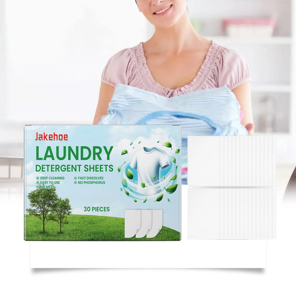 Laundry Detergent Sheets Quickly Dissolve Easily Remove Oil Stains and Dirt Deodorizing Mild Ingredients Clothing Cleaning Sheet Qme