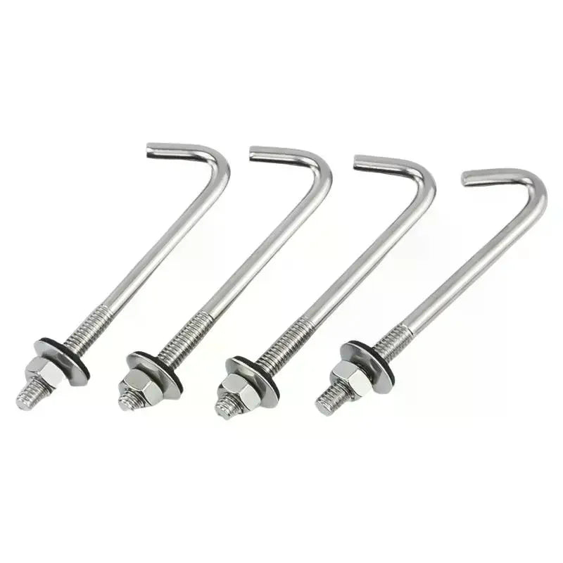 304 Stainless Steel M5 M6 L Hook Bolts With Matching Nuts Washers For Industrial Construction Home Hanging Qme