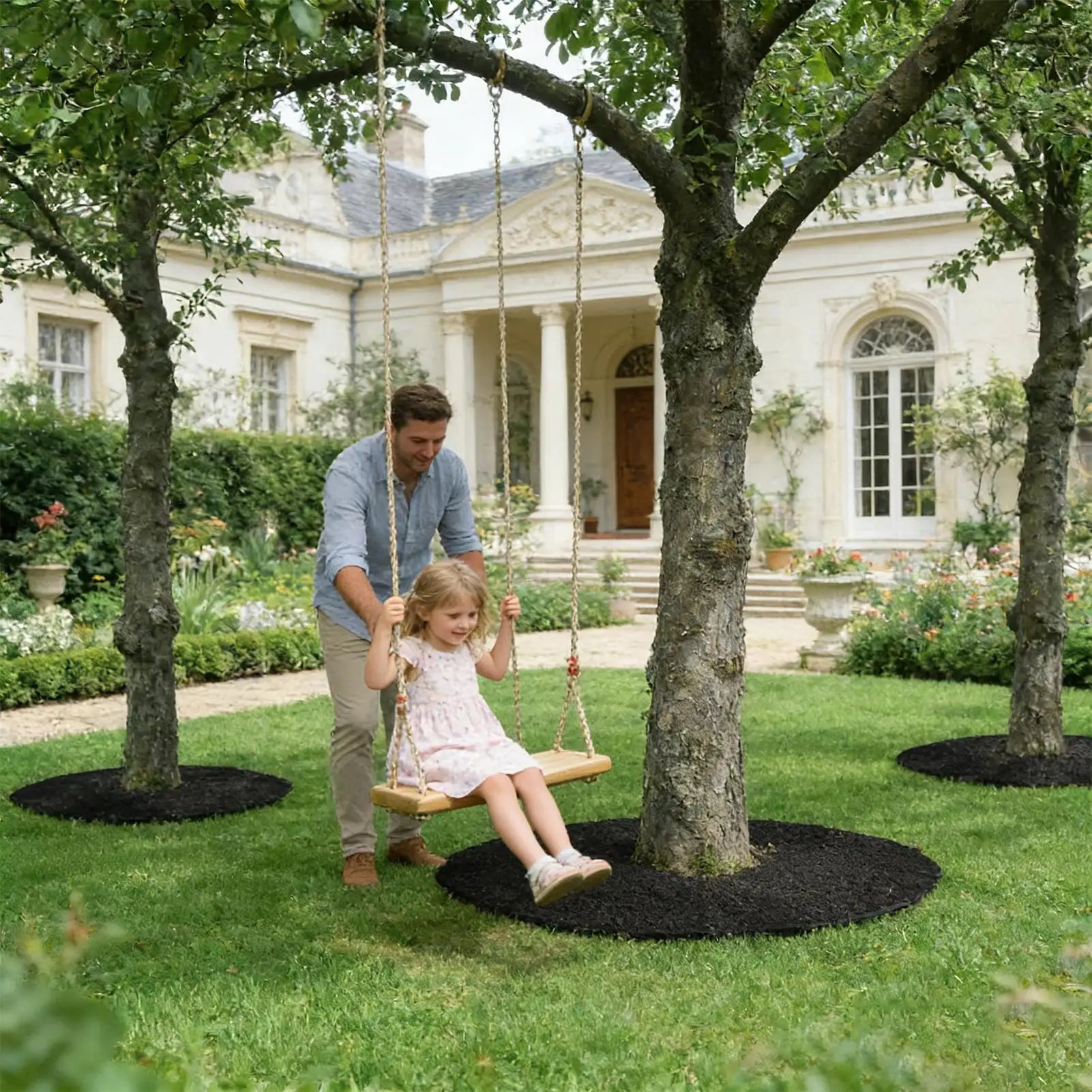 Tree Mulch Ring Non-woven Reusable Cover Plant Protector Mat Outdoor Qme