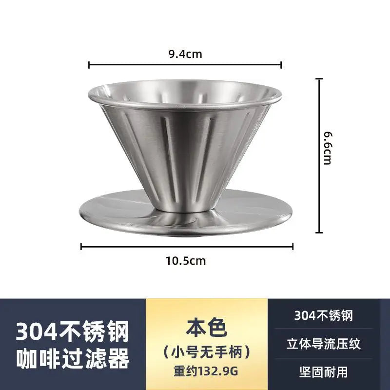 Stainless Steel Pour Over Coffee Dripper Reusable Rustproof Design Qme A