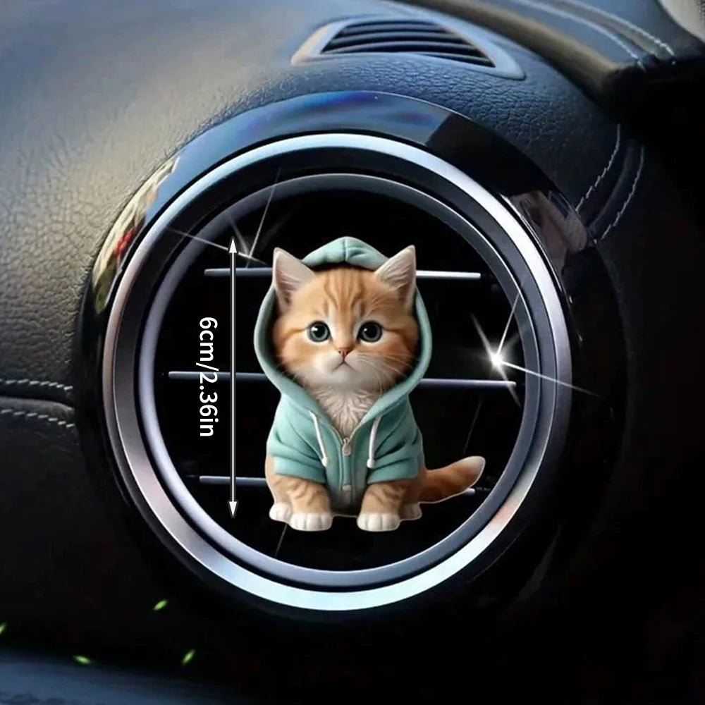 Car Hoodie Kitten Finished Ventilating Clip Car Decoration Aromatreatment Acrylic Accessories Qme