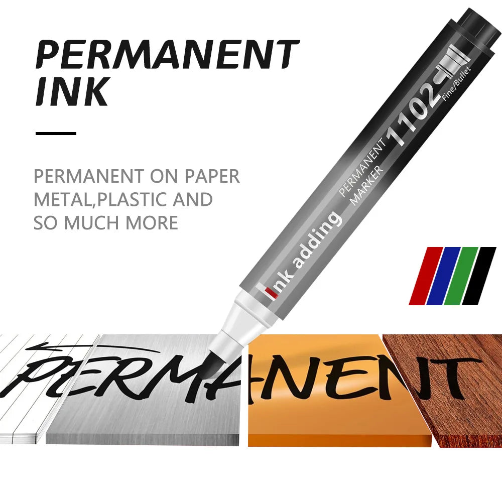 4Pcs/Set Permanent oily Marker Pen Waterproof Markers Crude Nib Black Blue Red Green Ink 2-3mm Color Marker Pens Qme