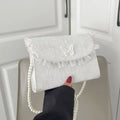 Women's Pearl Chain Shoulder Bag Elegant Small Handbag Fashion Qme 21x16cm butterfly