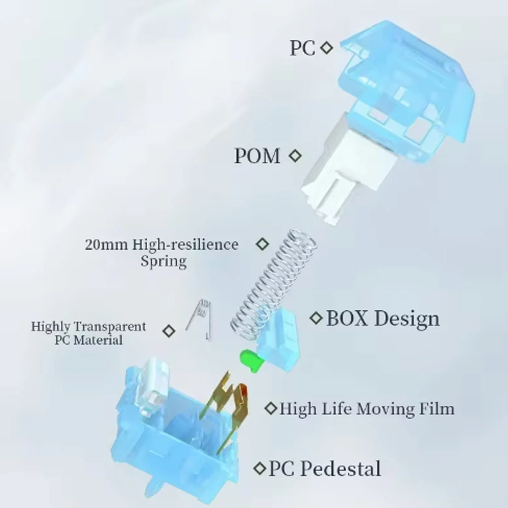 Kailh&Chosfox Arctic Fox Box Switch Gaming Computer Mechanical Keyboard HMX Switch 5 Pins Hot Swap RGB Tactile Clicky Switches Qme
