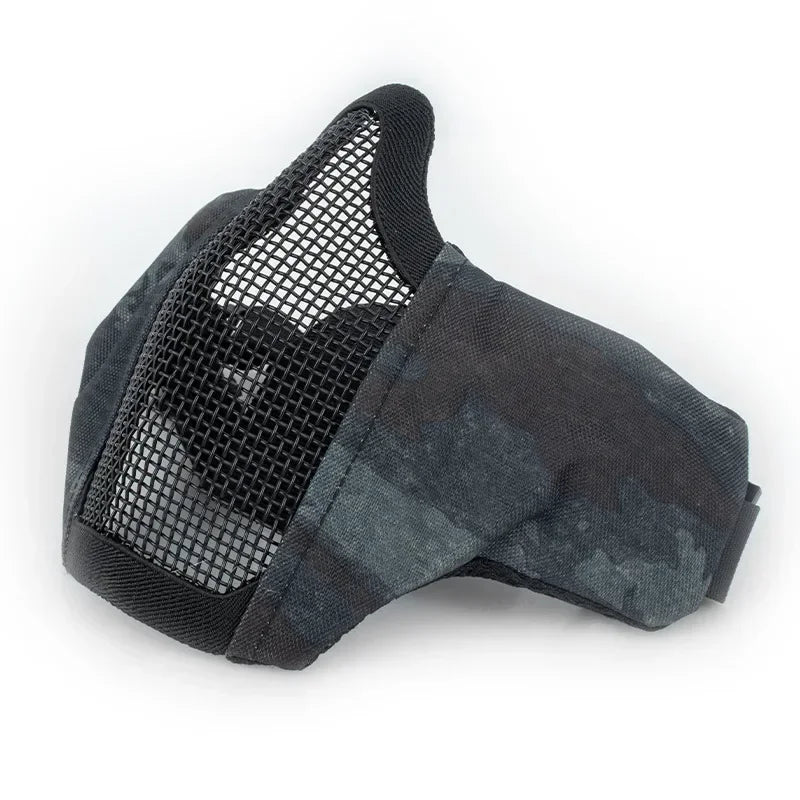 Tactical Lower Face Protective Mask for Hunting, Paintball, CS, Adjustable Military Tactical Protective Mesh Half Face Mask Qme 8