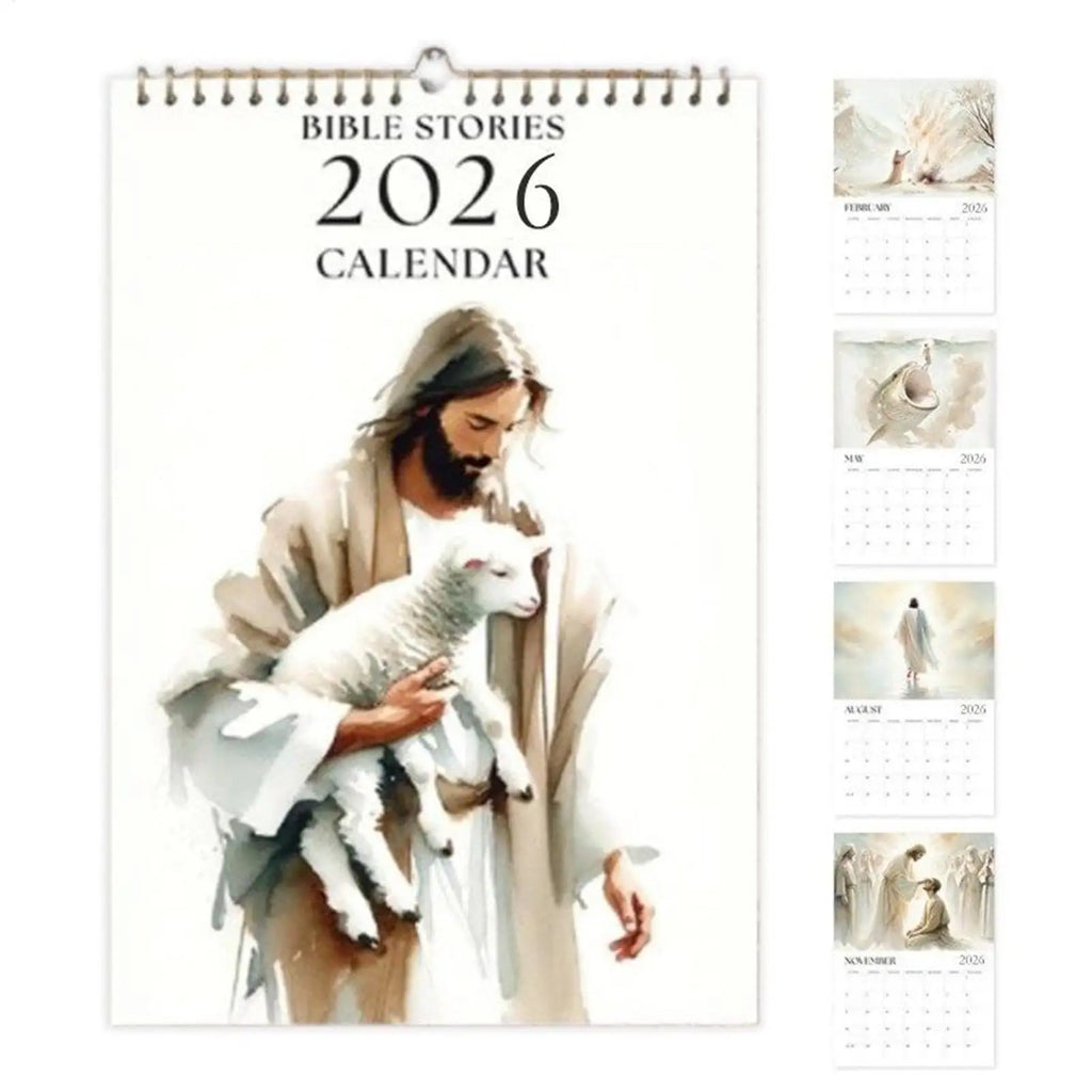 2026 Calendar 2026 Bible Story Religious Wall Calendar Inspirational Christian Planner Art Religious Home Decor for Bedroom Qme