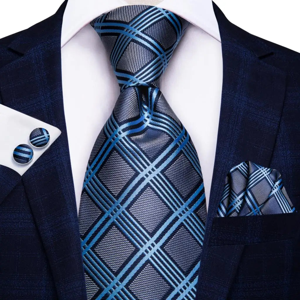 Hi-tie Designer Mens Tie Luxury Handmade Geometric Necktie Silk Woven
