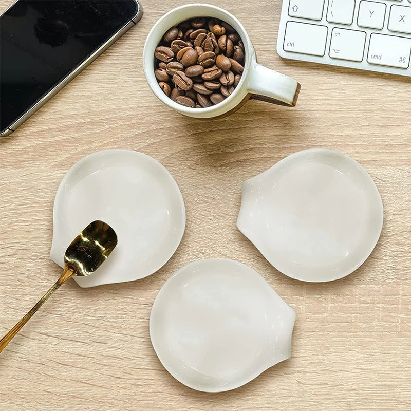 Multipurpose Ceramic Spoon Rest Pad White Holder Kitchen Utensils Qme