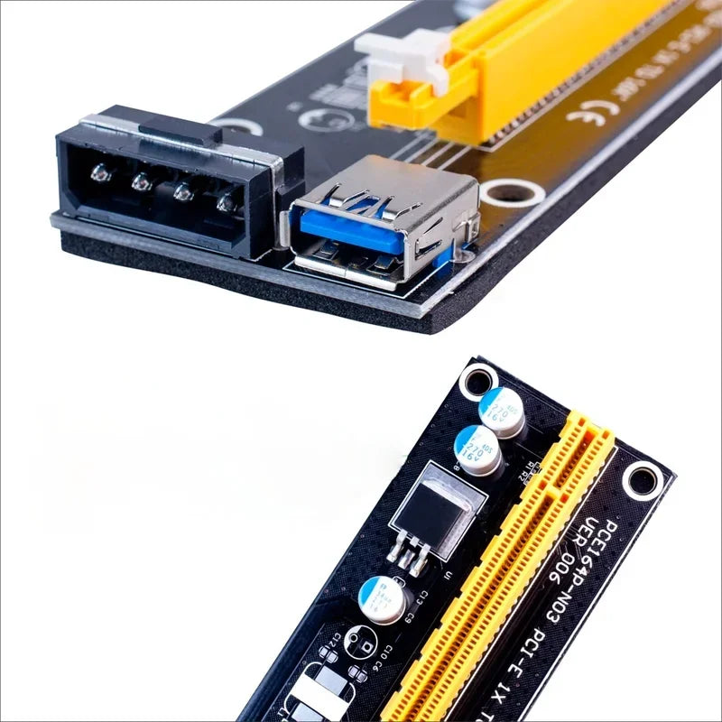 Black USB3.0 Interface PCIE Adapter Card Adapter Cable Large 4PIN Graphics Extension Cable Ver006 Qme