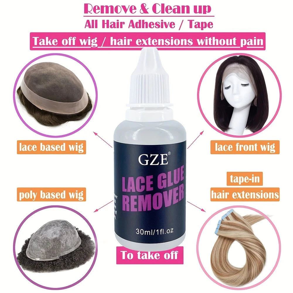 GZE LACE GLUE REMOVER - Professional Formula for Easily Removing Adhesive from Hair System, Lace Wigs, Toupees Without Residue Qme