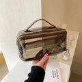 1 toiletry bag, hand-held, large capacity waterproof travel bag, women's and men's shower and makeup bag, storage bag, portable Qme Brown