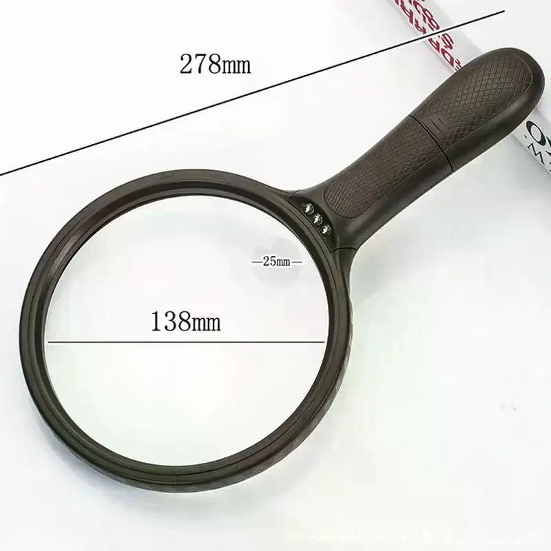 HD Gift Reading Magnifier With LED, Extra Large 138mm Lens, With 3 LED Lights Reading Magnifier Qme