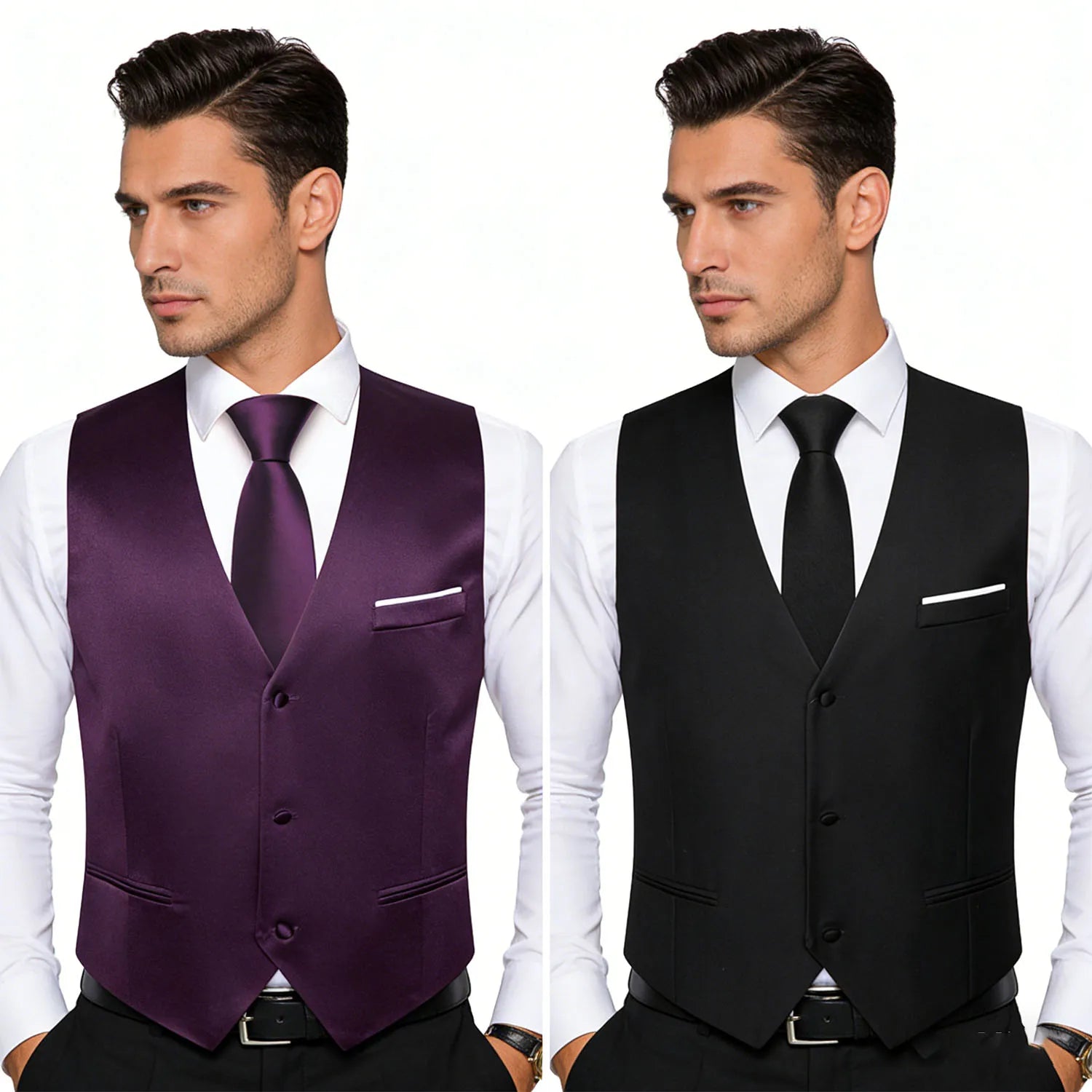 Men's Stain Vest Tie Bow Hanky Cufflinks Multicolored Waistcoat Qme