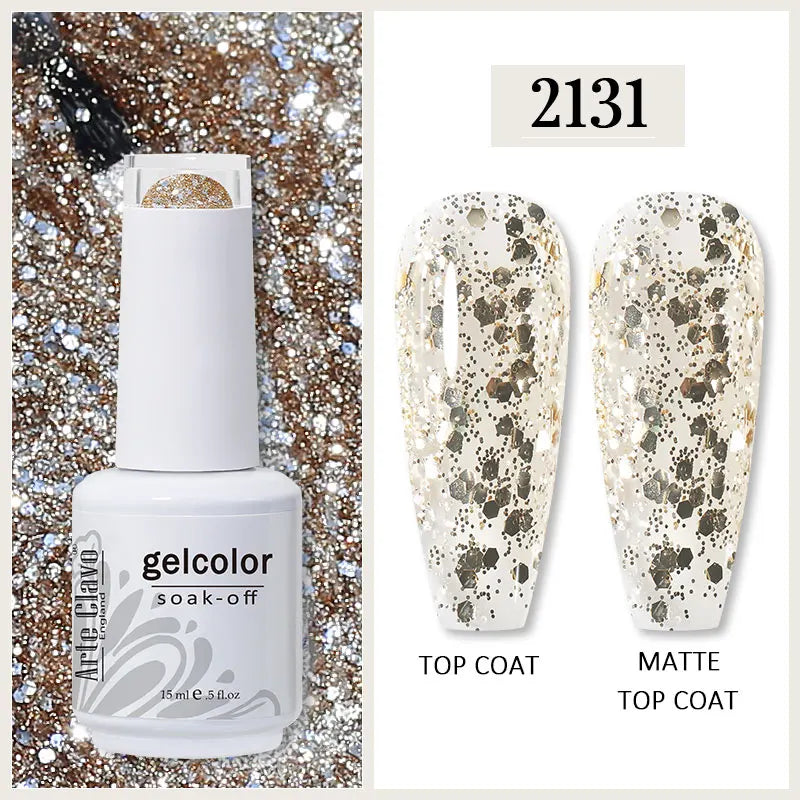 Arte Clavo 99Colors Gel Nail Polish Purple Glitter Sequins Manicure
