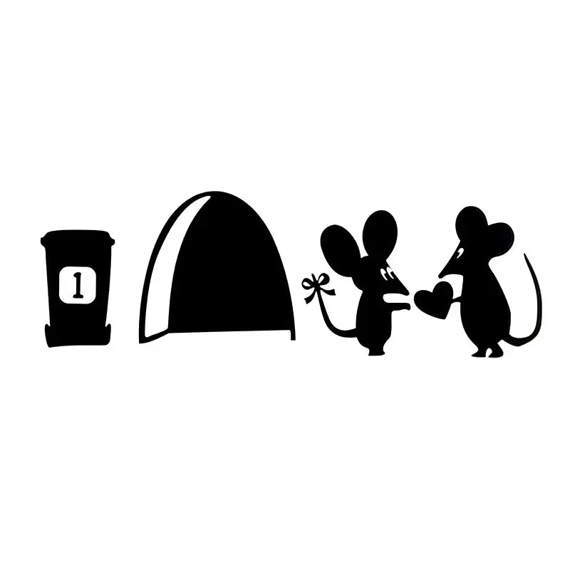 Wall Cute Decoration Black Cartoon Mouse Love Heart Vinyl Art Sticker Qme