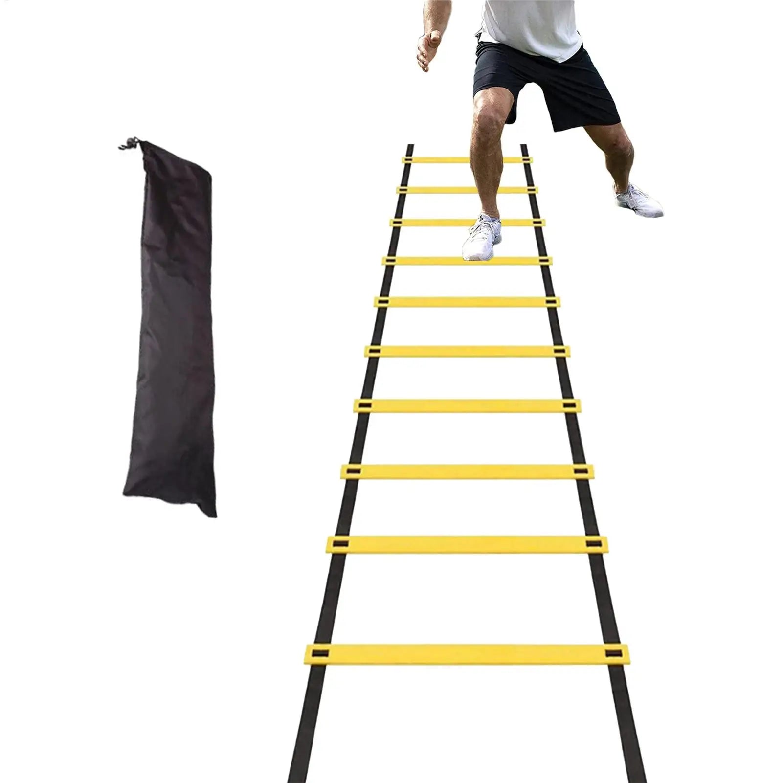 Soccer Ladder Fitness Ladder Agility Trainer Storage Bag Included Instant Set-up Exerciser for Sports Tennis Hockey Badminton Qme
