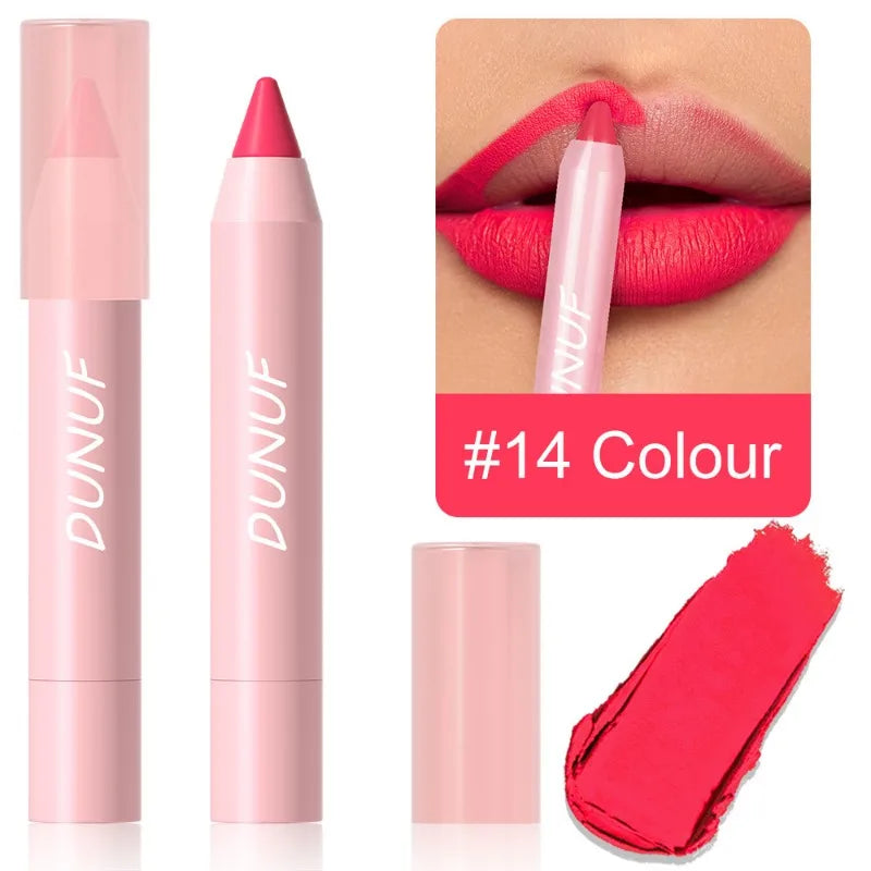 18 Colors Matte Lipstick Pen Soft Silky Velvet Lip Liner Pencil Sexy Full Color Lip Crayon Waterproof Lasting Beauty Maquillaje Qme 14