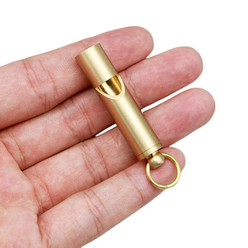 Brass Whistle Decibel Portable Outdoor Hiking Camping Life-saving Qme